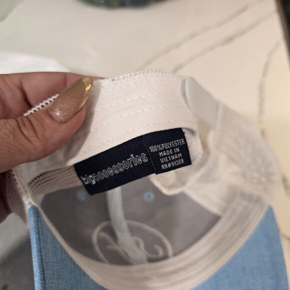 Big Accessories Blue & White Mesh Trucker Hat 100% Polyester Adjustable - Picture 2 of 3